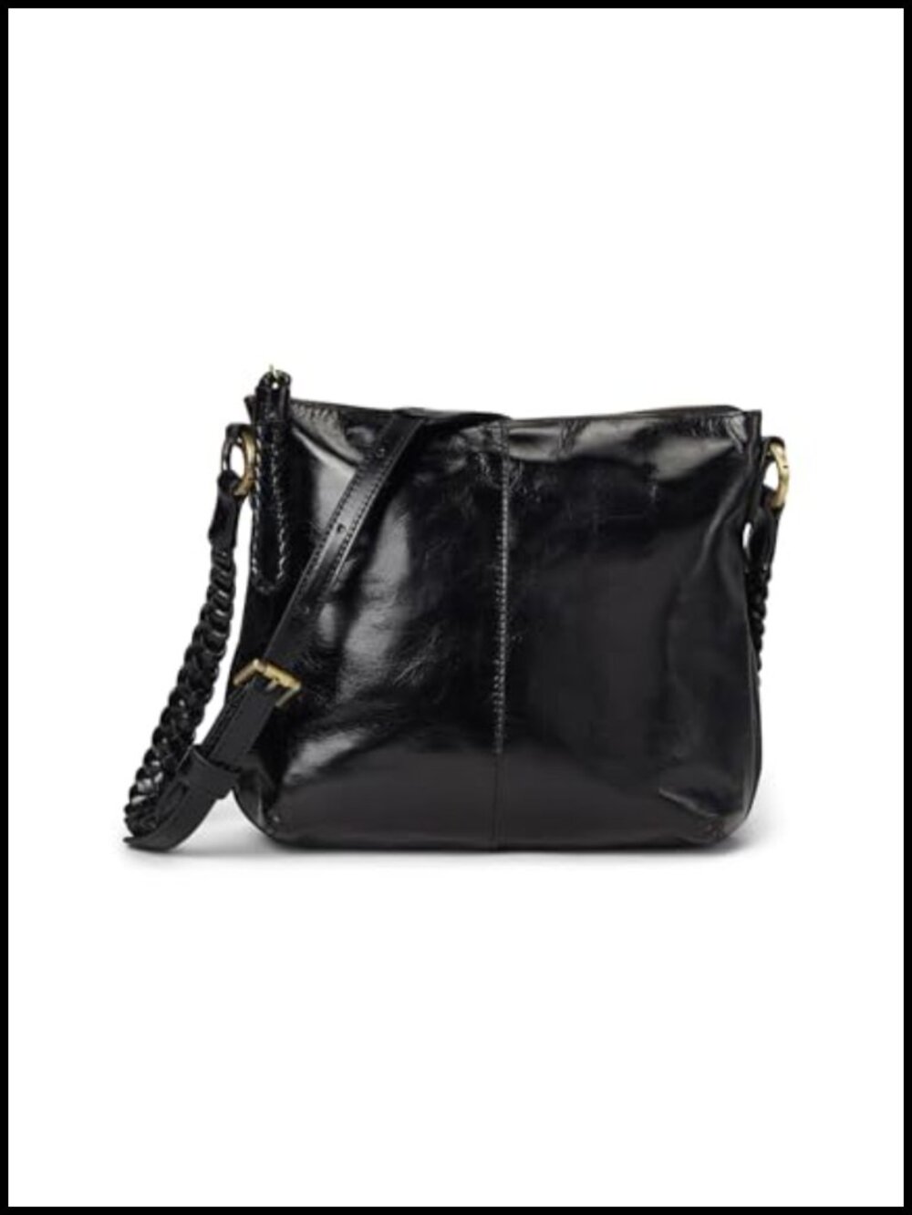HOBO Lasso Leather Crossbody Bag Braided Strap Medium Handbag